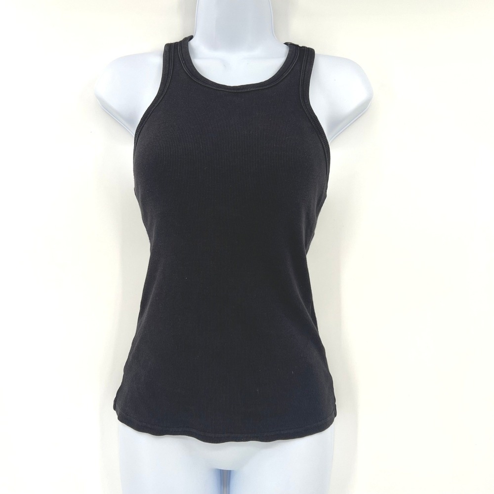 Alo Yoga Black Ribbed High Neck Racerback Tank Top W9477R Womens Size Small